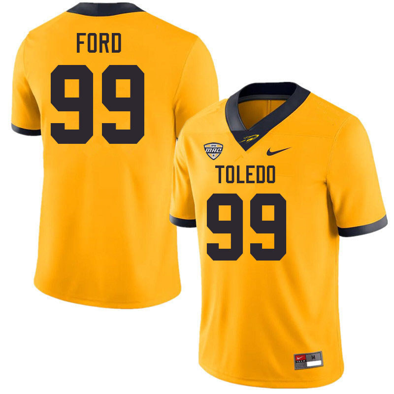 Toledo Rockets #99 Travion Ford College Football Jerseys Stitched Sale-Gold